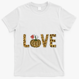 Love Leopard Pumpkin Autumn Design T-Shirt - White