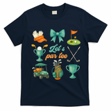Lets Par Coquette Bow Golf Golfing Golfer Women T-Shirt - Navy Blue