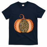 Leopard Pumpkin Fall Holiday T-Shirt - Navy Blue