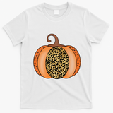 Leopard Pumpkin Fall Holiday T-Shirt - White