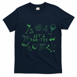 Let's Par Funny Golf Coquette Bow Women T-Shirt - Navy Blue