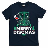 Merry Discmas Disc Golf Frisbee Christmas Xmas Funny T-Shirt - Navy Blue