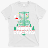 Merry Discmas Disc Golf Frisbee Christmas Xmas Funny T-Shirt - White