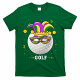 Mardi Gras Golf Costume Mardi Gras Jester Hat Golf Lover T-Shirt - Irish Green