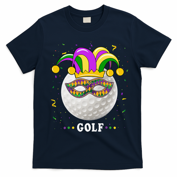 Mardi Gras Golf Costume Mardi Gras Jester Hat Golf Lover T-Shirt - Navy Blue