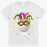 Mardi Gras Golf Costume Mardi Gras Jester Hat Golf Lover T-Shirt - White