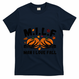 Milf Man I Love Fall Skeleton Pumpkin Hand Boob T-Shirt - Navy Blue