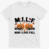Milf Man I Love Fall Skeleton Pumpkin Hand Boob T-Shirt - White