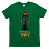 My Name Is Lewis Jack O Lantern Pumpkin Man T-Shirt - Irish Green
