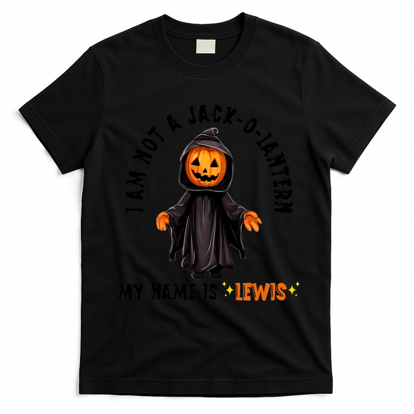 My Name Is Lewis Jack O Lantern Pumpkin Man Funny Lewis T-Shirt - Black