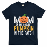 Mom Of The Coolest Pumpkin In The Patch Matching Halloween Cool Gift T-Shirt - Navy Blue