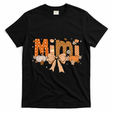 Mimi Pumpkin Fall Coquette Bow Thanksgiving Mom T-Shirt - Black