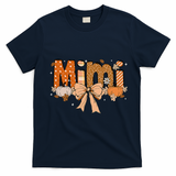 Mimi Pumpkin Fall Coquette Bow Thanksgiving Mom T-Shirt - Navy Blue
