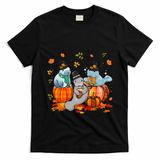 Manatee Pumpkin Leopard Buffalo Plaid Fall Thanksgiving T-Shirt - Black