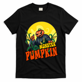 Monster Pumpkin Spooky Halloween T-Shirt - Black