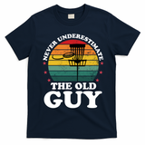 Never Underestimate The Old Guy Funny Disc Golf Frisbee Gift T-Shirt - Navy Blue