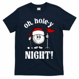 Oh Holey Night Golf Funny Christmas T-Shirt - Navy Blue