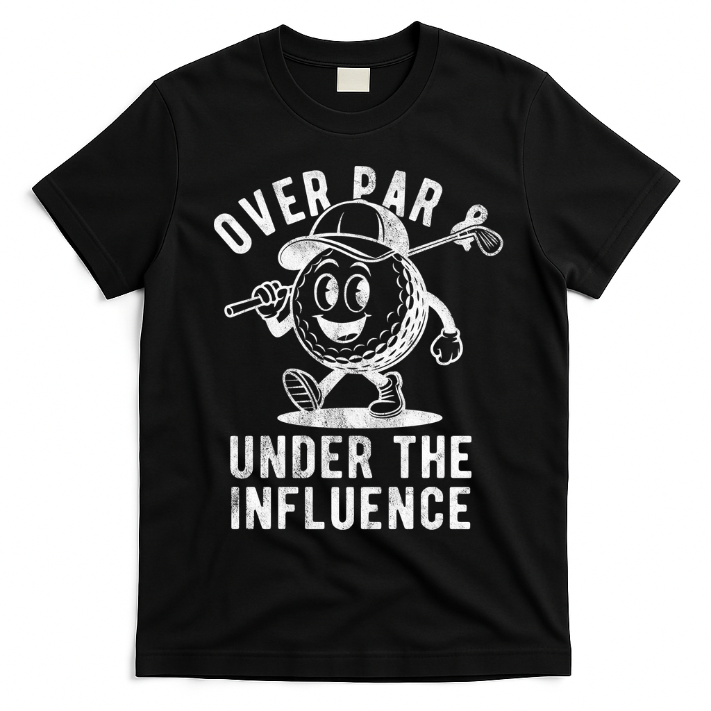 Over Par And Under The Influence Golfing T-Shirt - Black