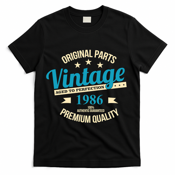 Original Parts Vintage Age To Perfection Premium Quality 1986 40th Birthday T-Shirt - Black
