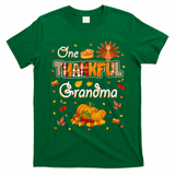 One Thankful Grandma Fall Leaves Autumn Grandma Thanksgiving Gift T-Shirt - Irish Green