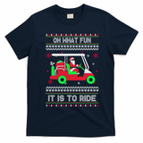 Oh What Fun It Is To Ride Golf Christmas T-Shirt - Navy Blue