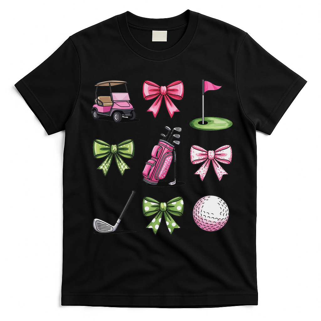Preppy Coquette Golf For Women T-Shirt - Black