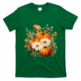 Pumpkin Fall Floral Festive T-Shirt - Irish Green