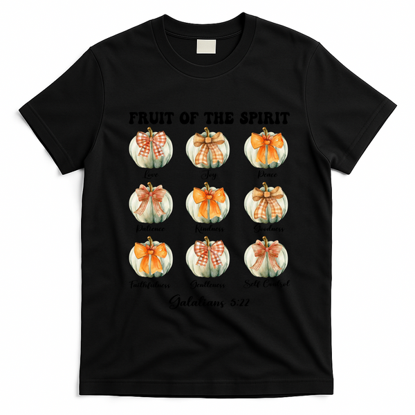 Pumpkin Fruit Of The Spirit Fall Halloween Bible Verse T-Shirt - Black
