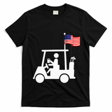 Patriotic Golf Wear Usa Strong Golf Cart T-Shirt - Black