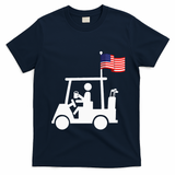 Patriotic Golf Wear Usa Strong Golf Cart T-Shirt - Navy Blue