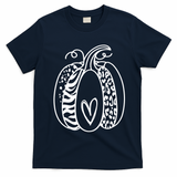 Pumpkin Heart Animal Print Cute T-Shirt - Navy Blue
