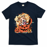 Pitbull Halloween Dog Pumpkin Cute T-Shirt - Navy Blue