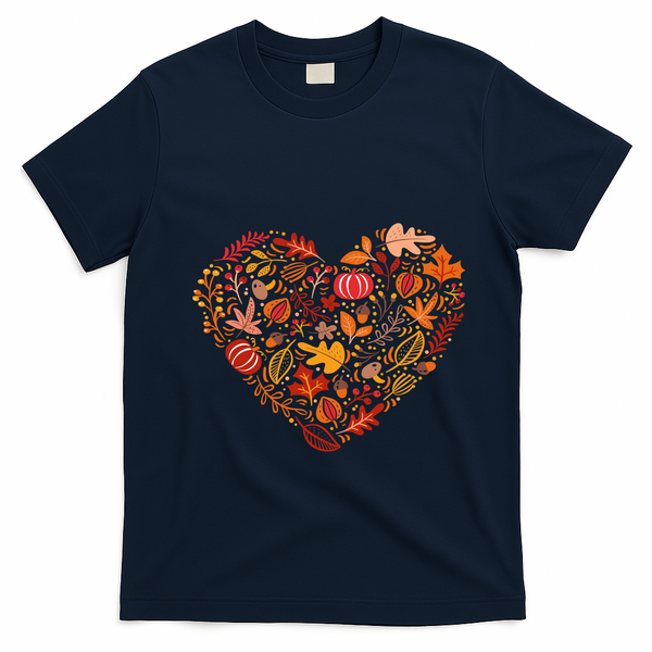 Pumpkin Heart T-Shirt - Navy Blue