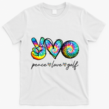 Peace Love Golf Tie Dye Cute Golf Lovers T-Shirt - White