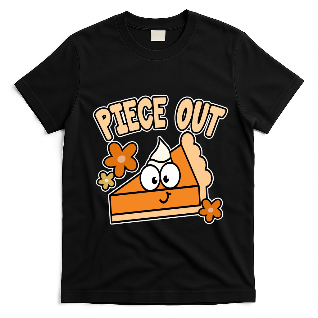 Piece Out Pumpkin Pie Funny T-Shirt - Black