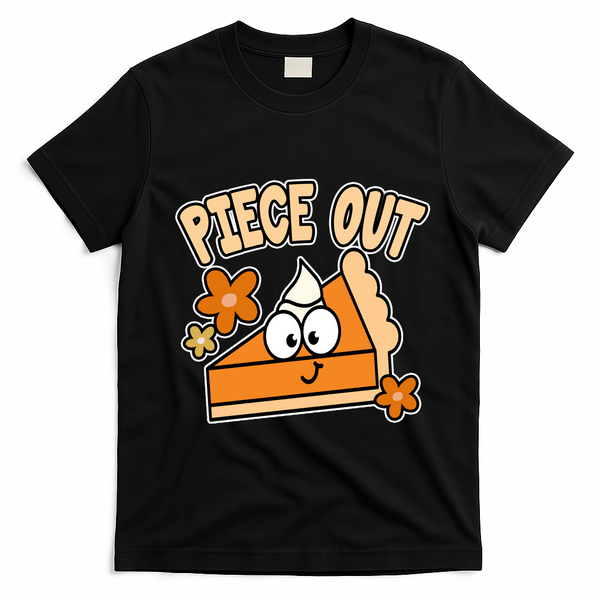 Piece Out Pumpkin Pie Funny T-Shirt - Black