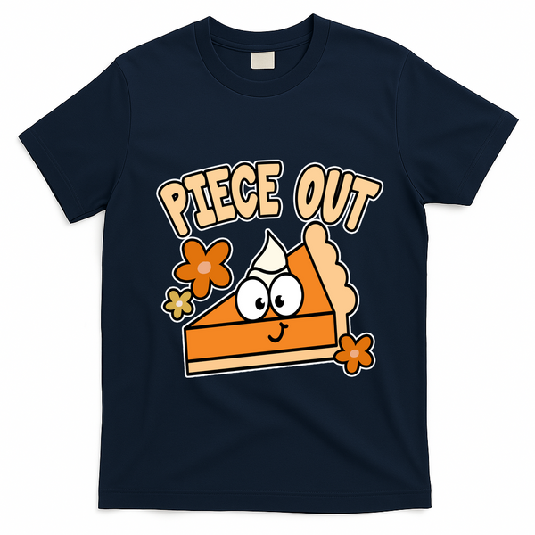 Piece Out Pumpkin Pie Funny T-Shirt - Navy Blue