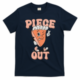 Piece Out Pumpkin Pie Retro Thanksgiving Fall Vibes Groovy T-Shirt - Navy Blue