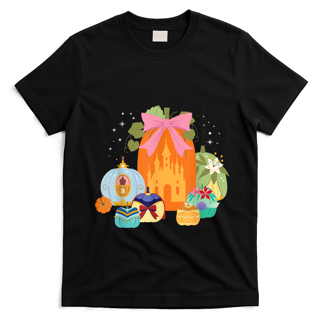 Princess Pumpkins Fall Princesses And Pumpkin Castle T-Shirt - Black