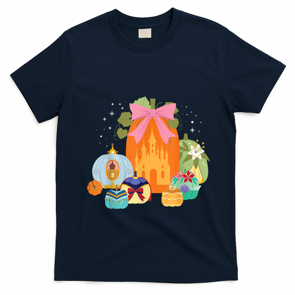 Princess Pumpkins Fall Princesses And Pumpkin Castle T-Shirt - Navy Blue