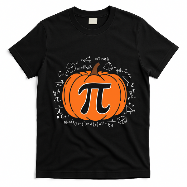 Pumpkin Pi Pie Math Teacher Funny Halloween Thanksgiving T-Shirt - Black