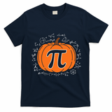 Pumpkin Pi Pie Math Teacher Funny Halloween Thanksgiving T-Shirt - Navy Blue