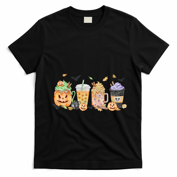 Plaid Pumpkin Spice Hello Fall Autumn Thanksgiving T-Shirt - Black