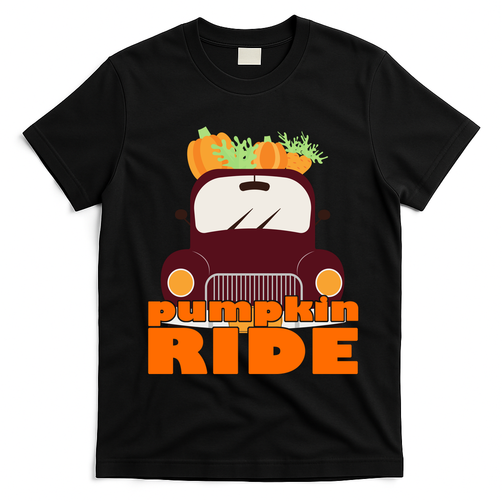 Pumpkin Ride October Fall T-Shirt - Black