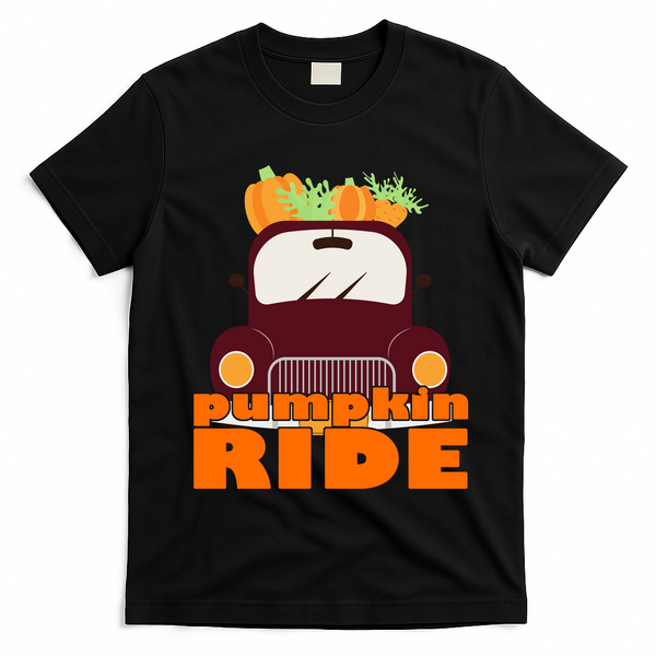 Pumpkin Ride October Fall T-Shirt - Black