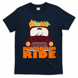 Pumpkin Ride October Fall T-Shirt - Navy Blue