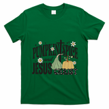 Pumpkin Spice And Jesus Christ Fun Fall Christian Cross Faith T-Shirt - Irish Green