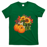 Pumpkin Sunflower Cute Floral Fall Autumn Season T-Shirt - Irish Green