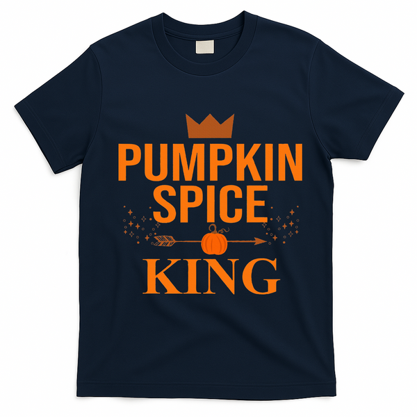 Pumpkin spice King Coffee Lover halloween & Thanksgiving T-Shirt - Navy Blue