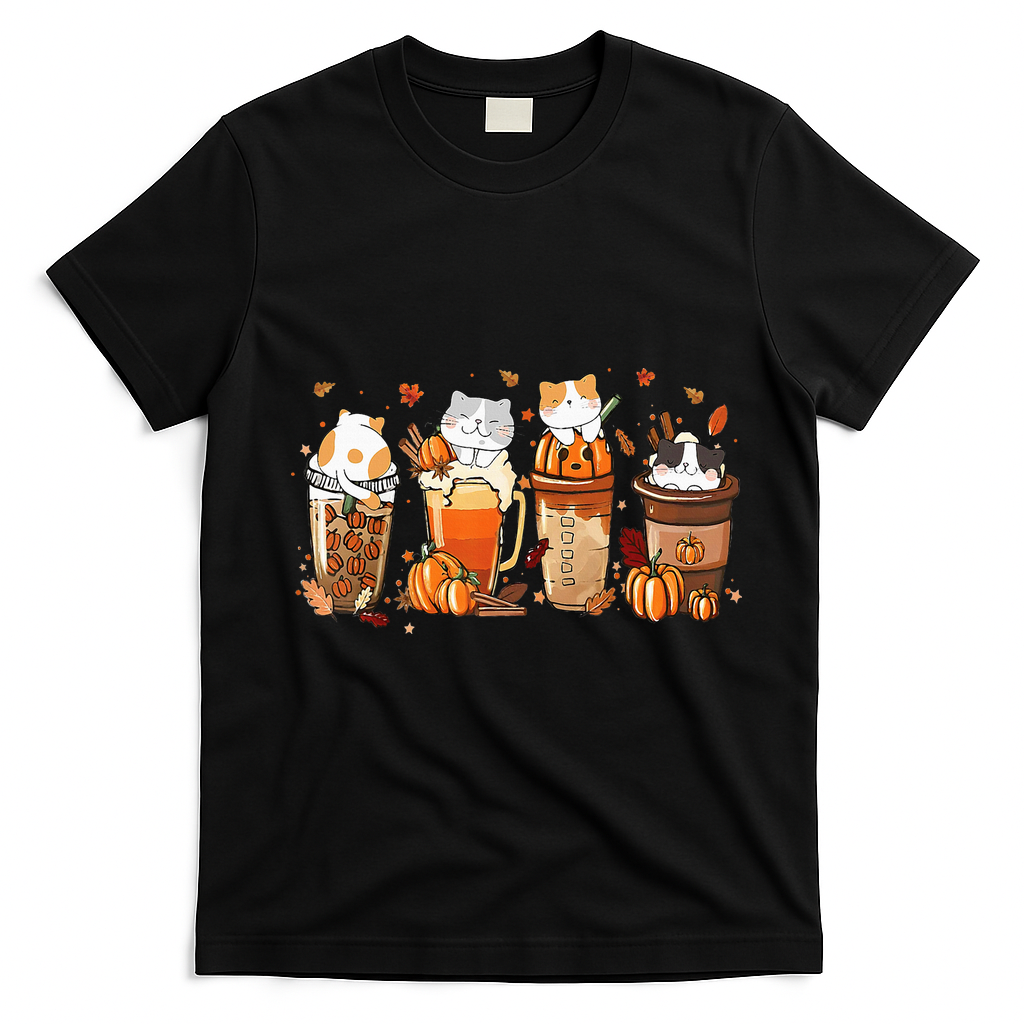 Pumpkin Spice Latte Costume For Cats Lover T-Shirt - Black
